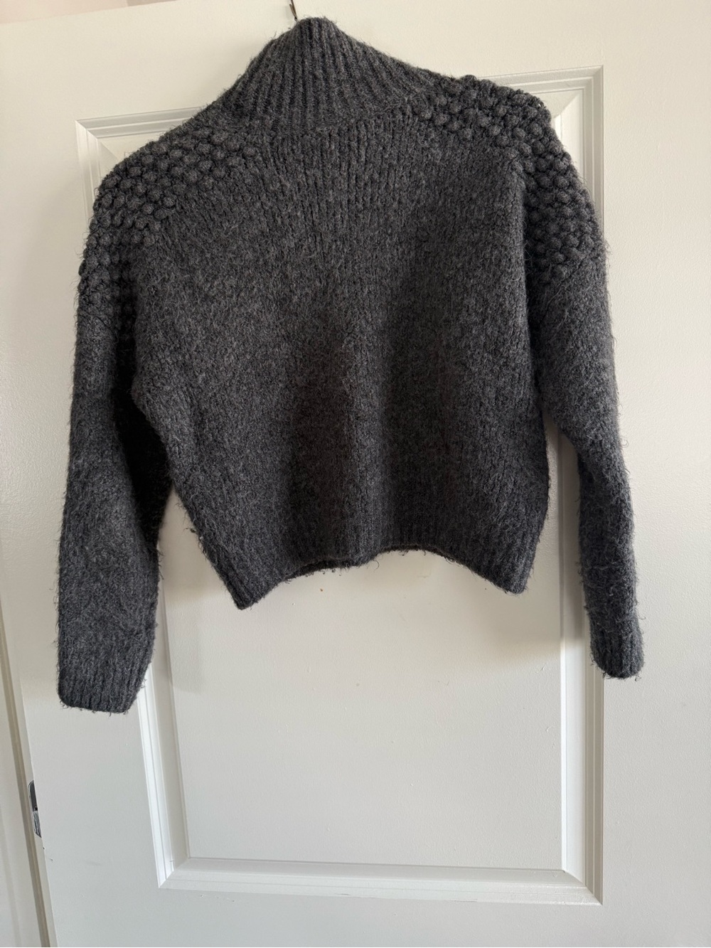 Free People Charcoal Cropped Chunky Turtleneck Sweater